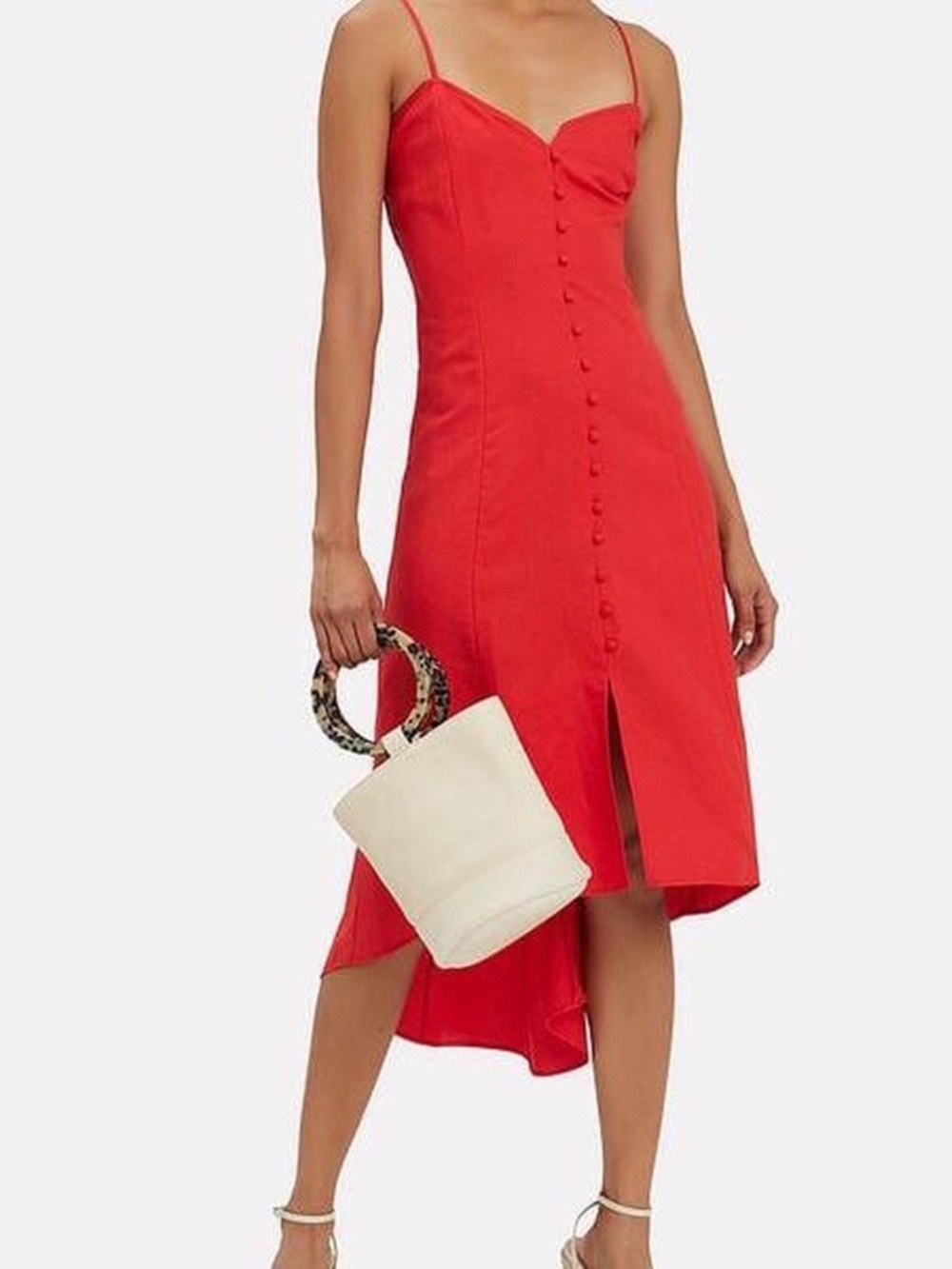 Intermix Linette Spaghetti Strap Sweetheart Neckline Linen Dress | Size 4